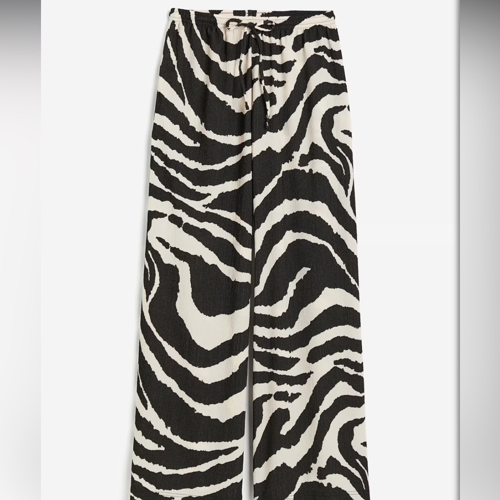 H&M Black & white zebra print wide leg pants